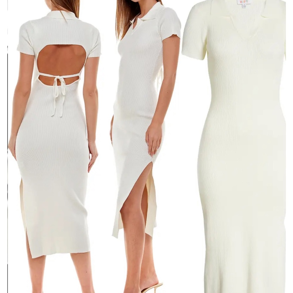 Wayf White Ribbed Dress - Picture 2 of 5